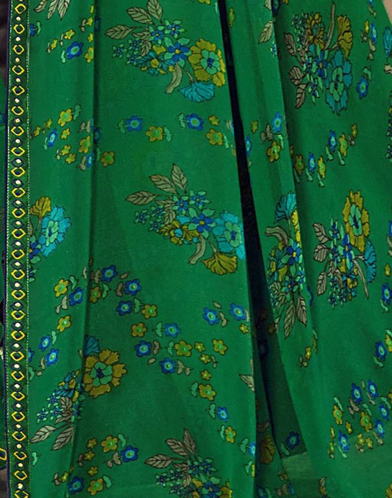 Green Georgette Printed Saree