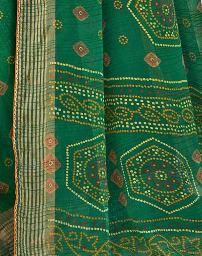 Green Chiffon Bandhani Saree