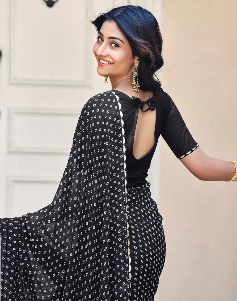 Black Georgette Printed Saree