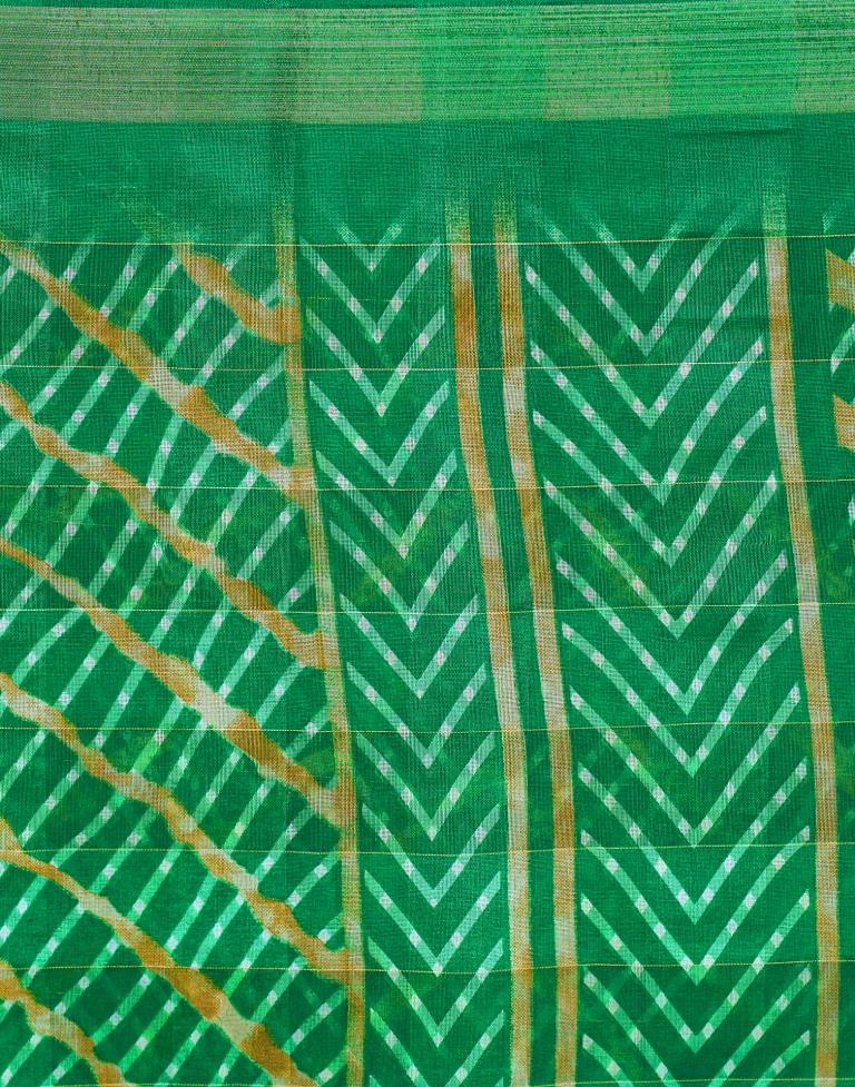 Green Cotton Printed Saree