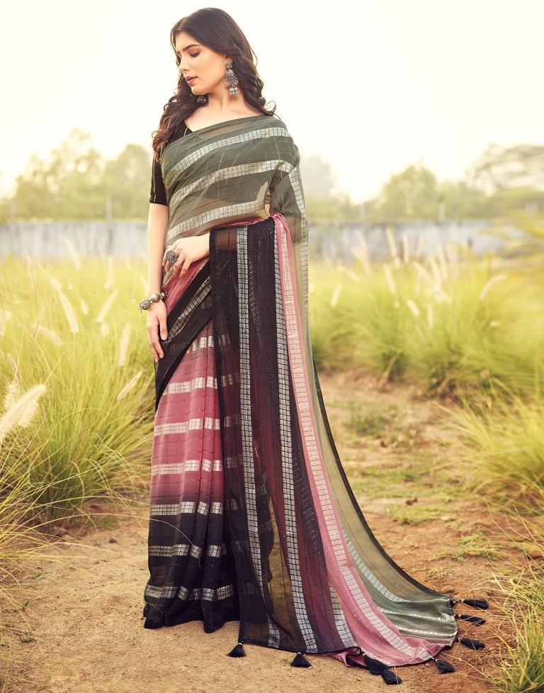 Black Georgette Plain Saree