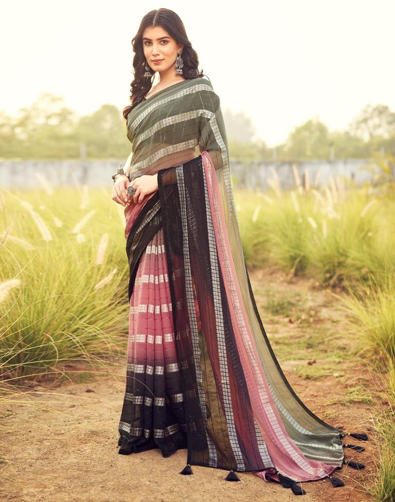 Black Georgette Plain Saree