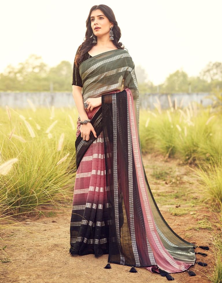 Black Georgette Plain Saree