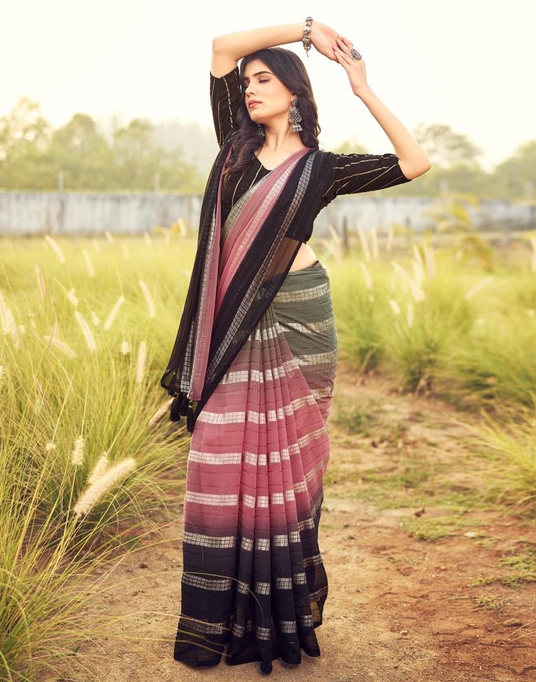 Black Georgette Plain Saree