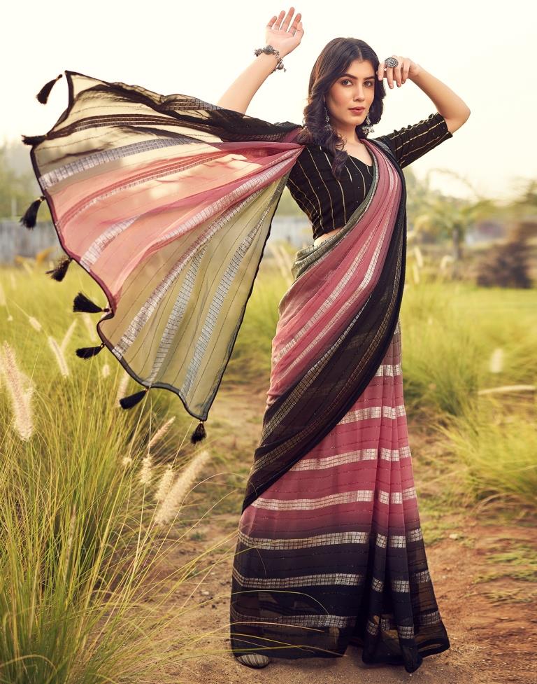 Black Georgette Plain Saree