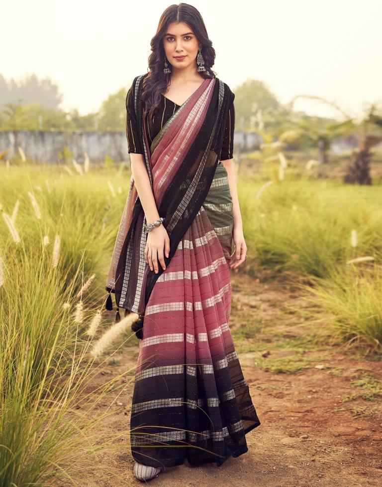 Black Georgette Plain Saree