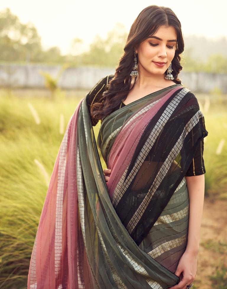 Black Georgette Plain Saree