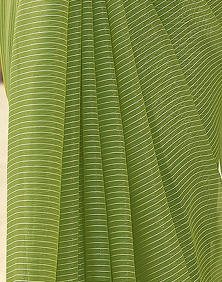 Green Chiffon Plain Saree