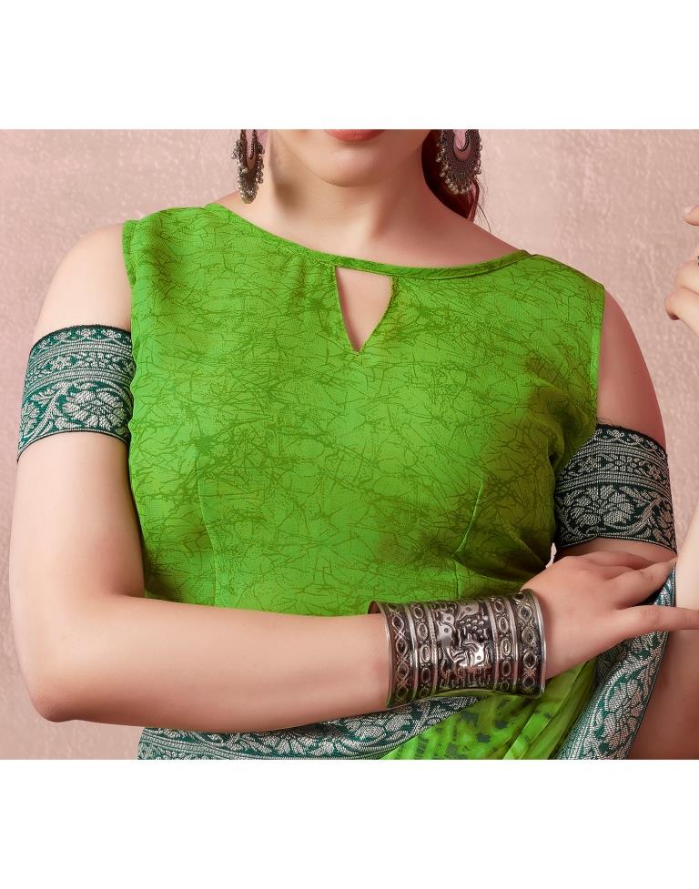 Green Georgette Printed  Saree