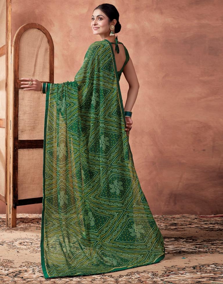 Green Georgette Printed Saree