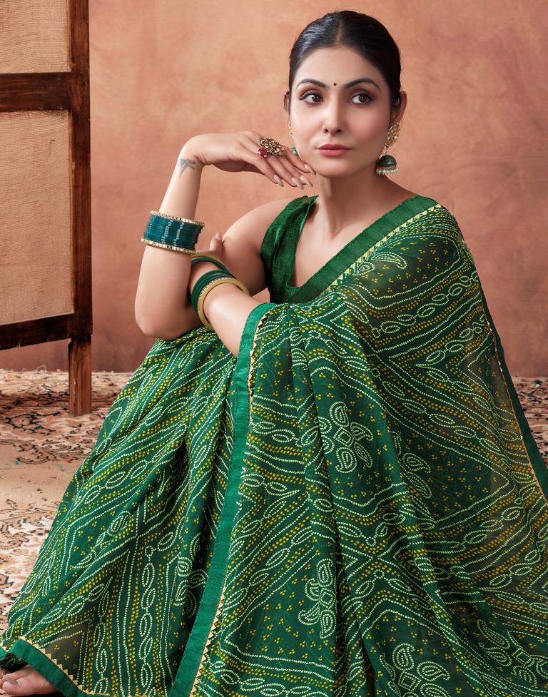 Green Georgette Printed Saree