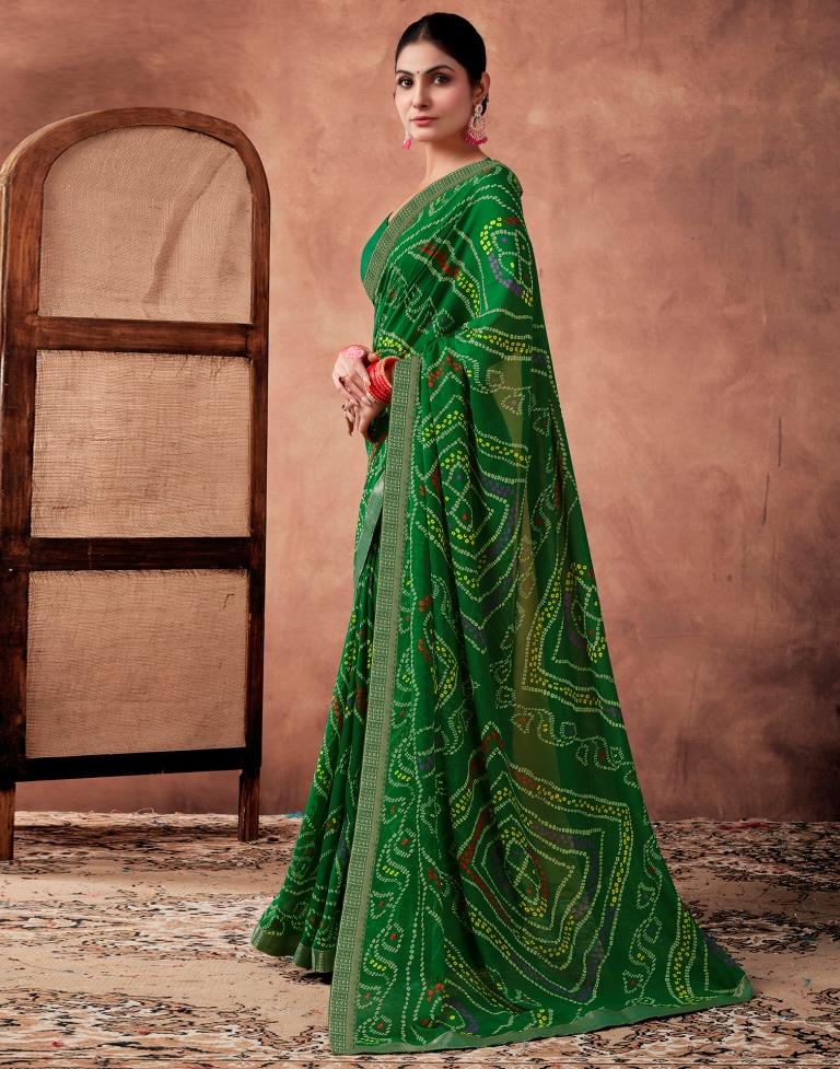 Green Georgette Printed Saree