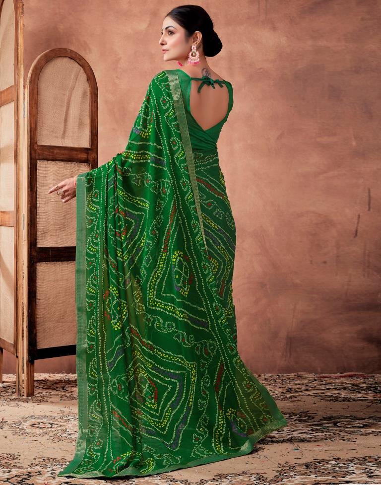 Green Georgette Printed Saree