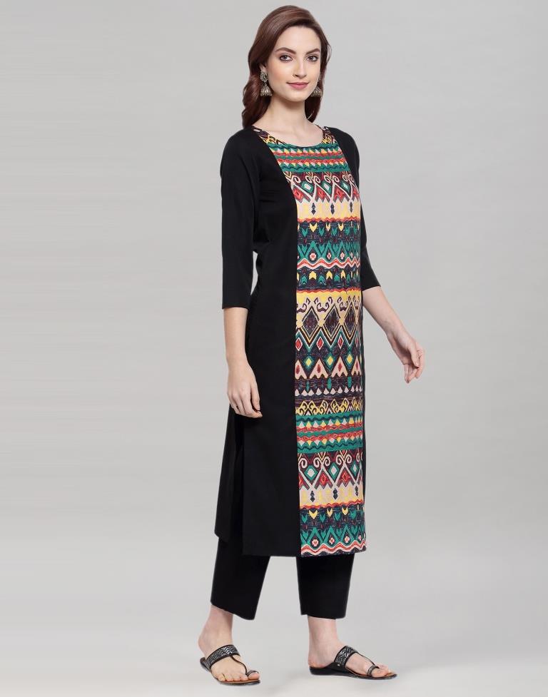 Black Panel Printed Kurti