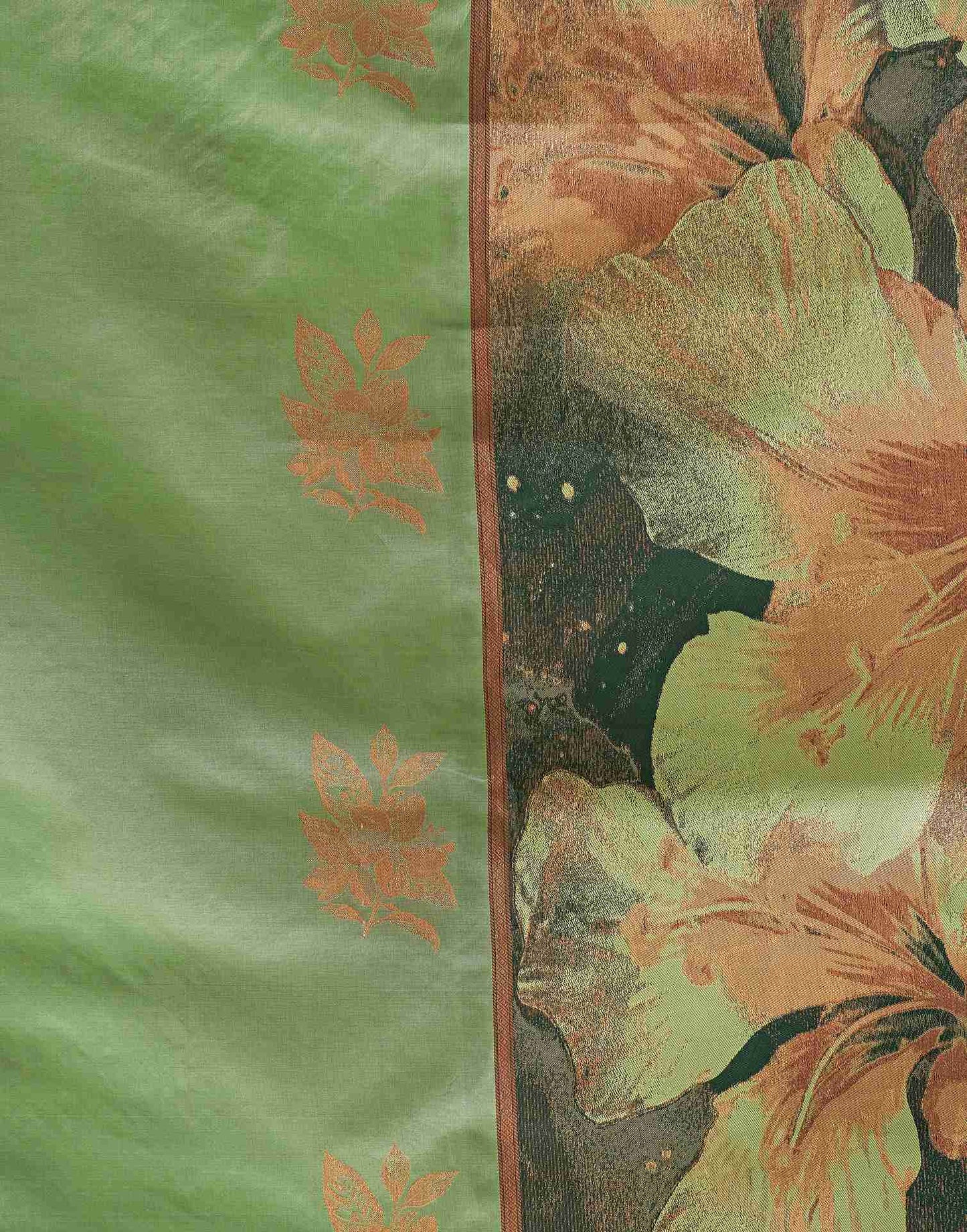 Green Floral Silk Woven Saree