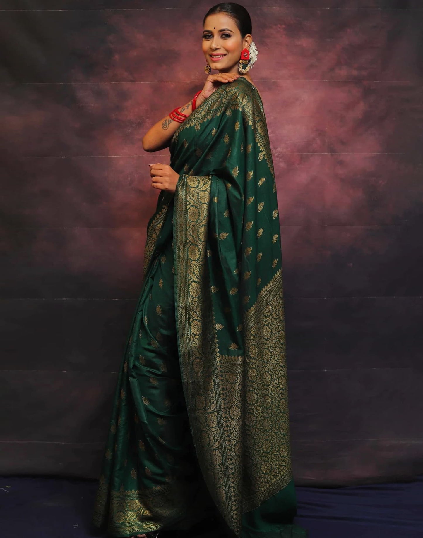 Green Banarasi Silk Woven Saree