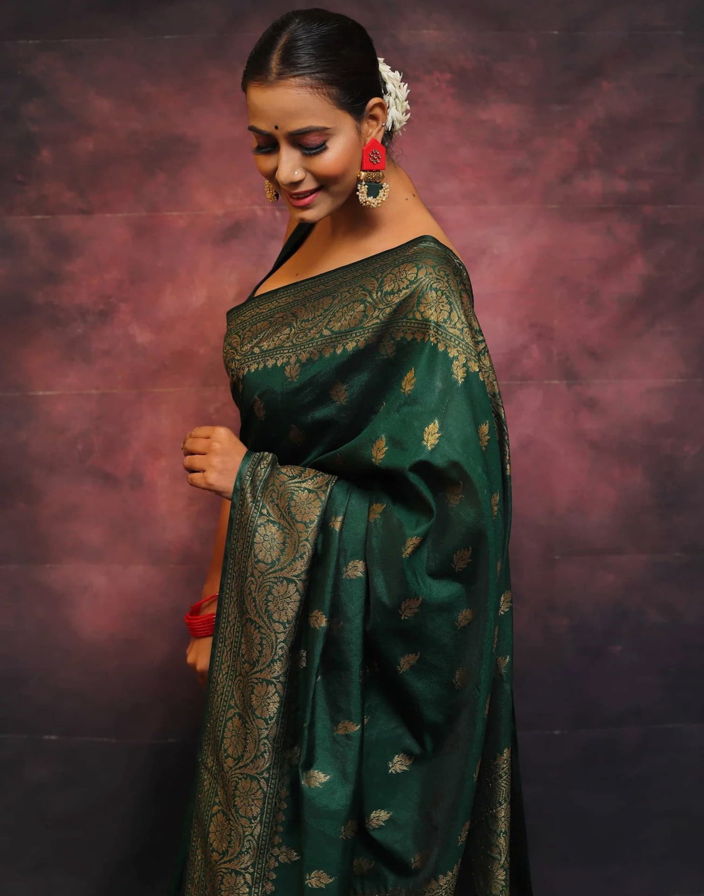 Green Banarasi Silk Woven Saree