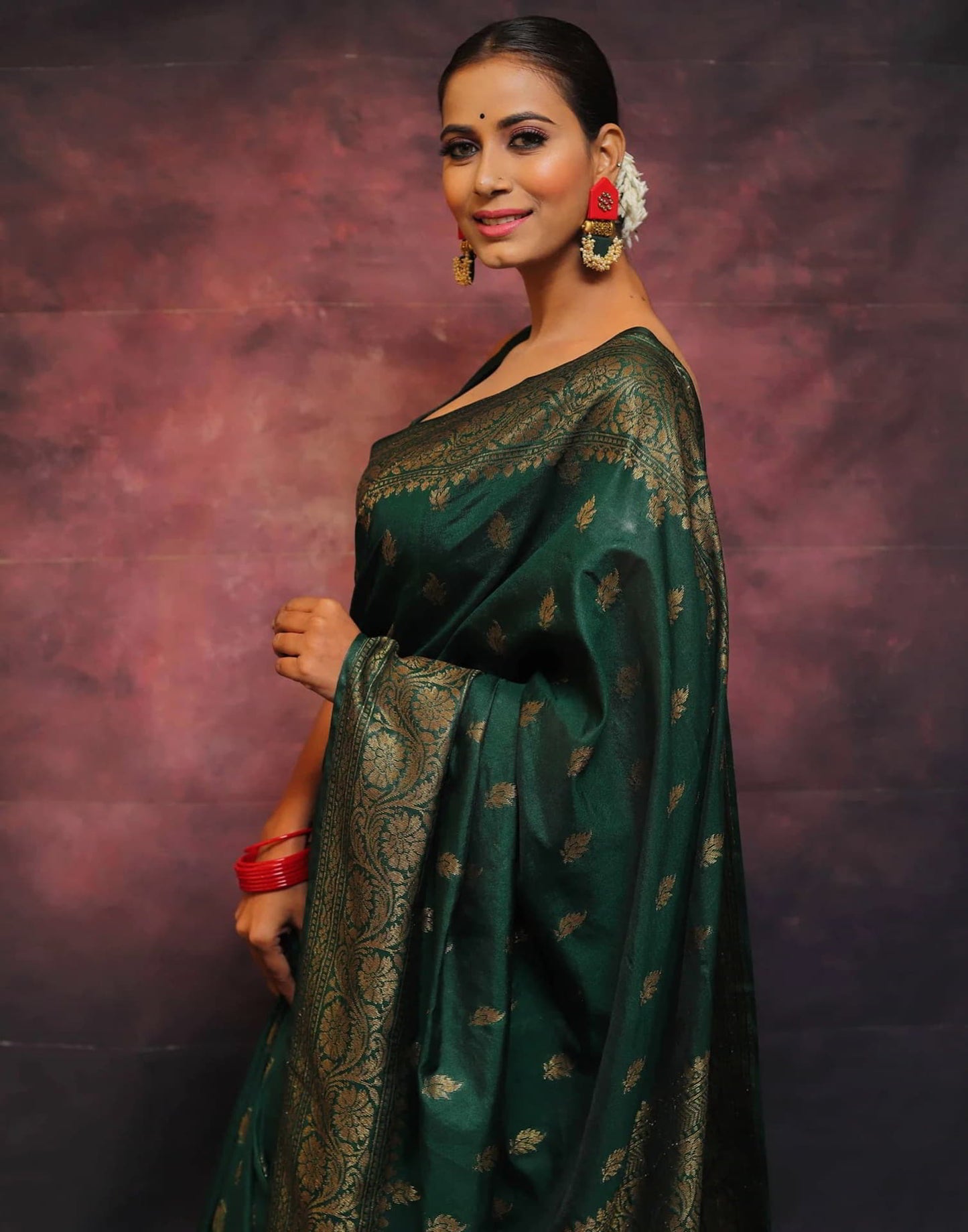 Green Banarasi Silk Woven Saree