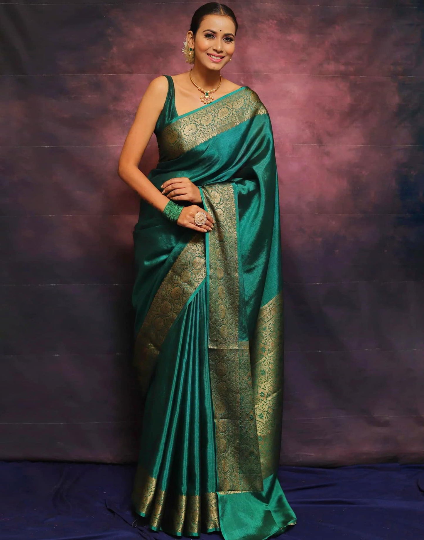 Green Banarasi Silk Woven Saree