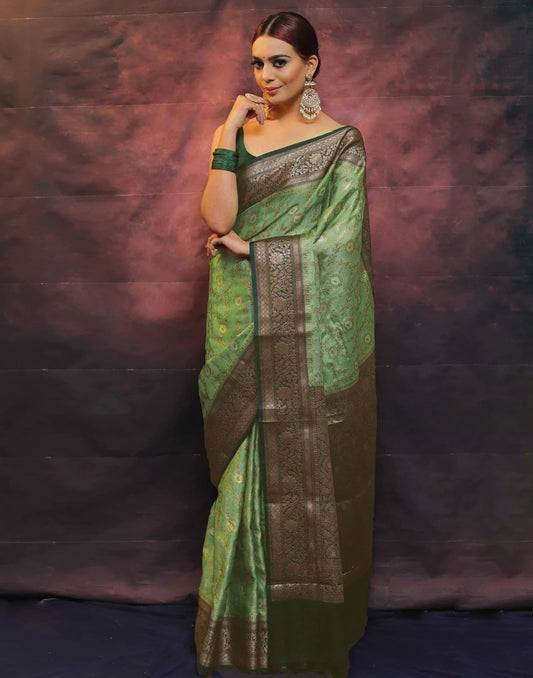 Green Banarasi Silk Woven Saree