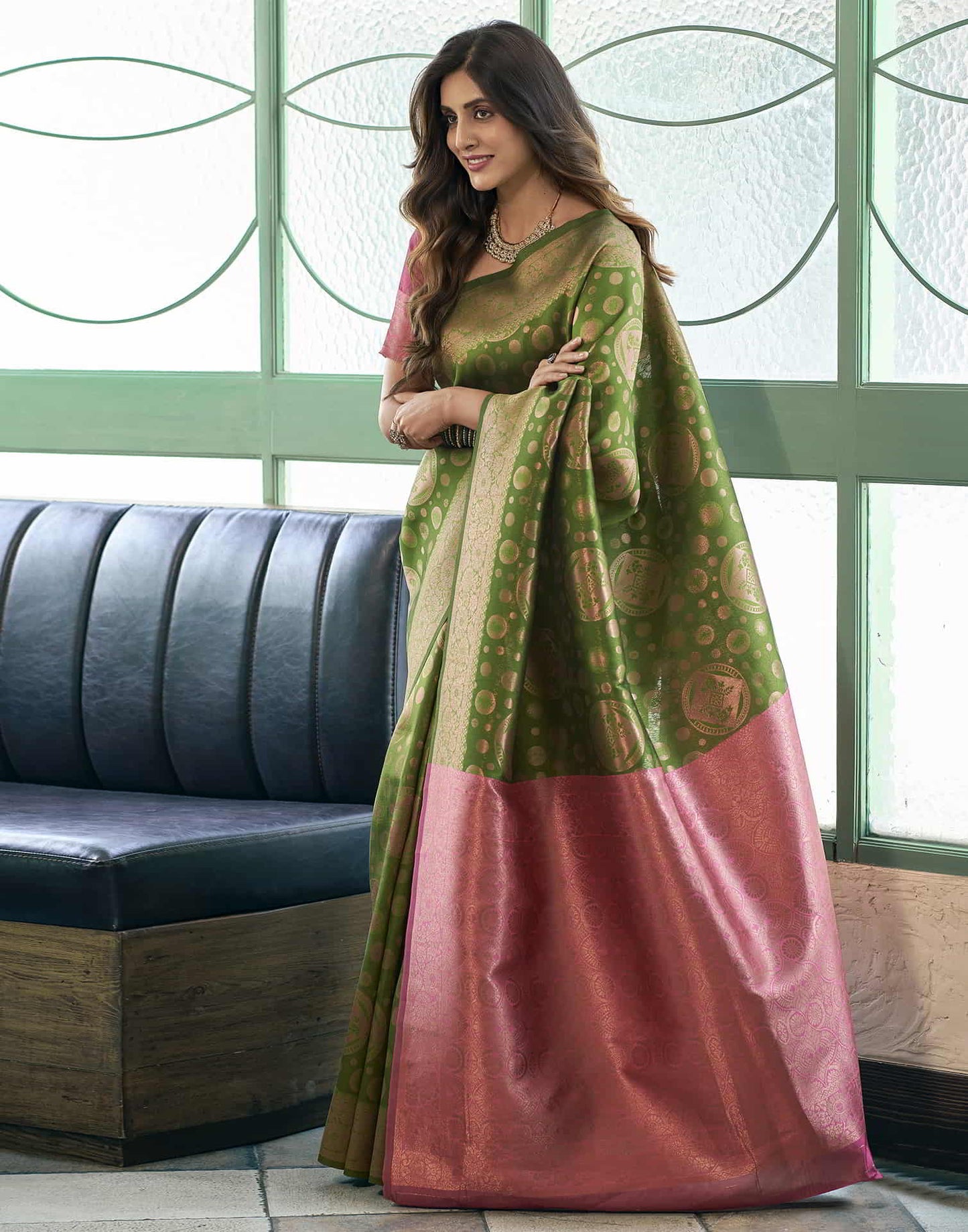 Green Banarasi Silk Woven Saree