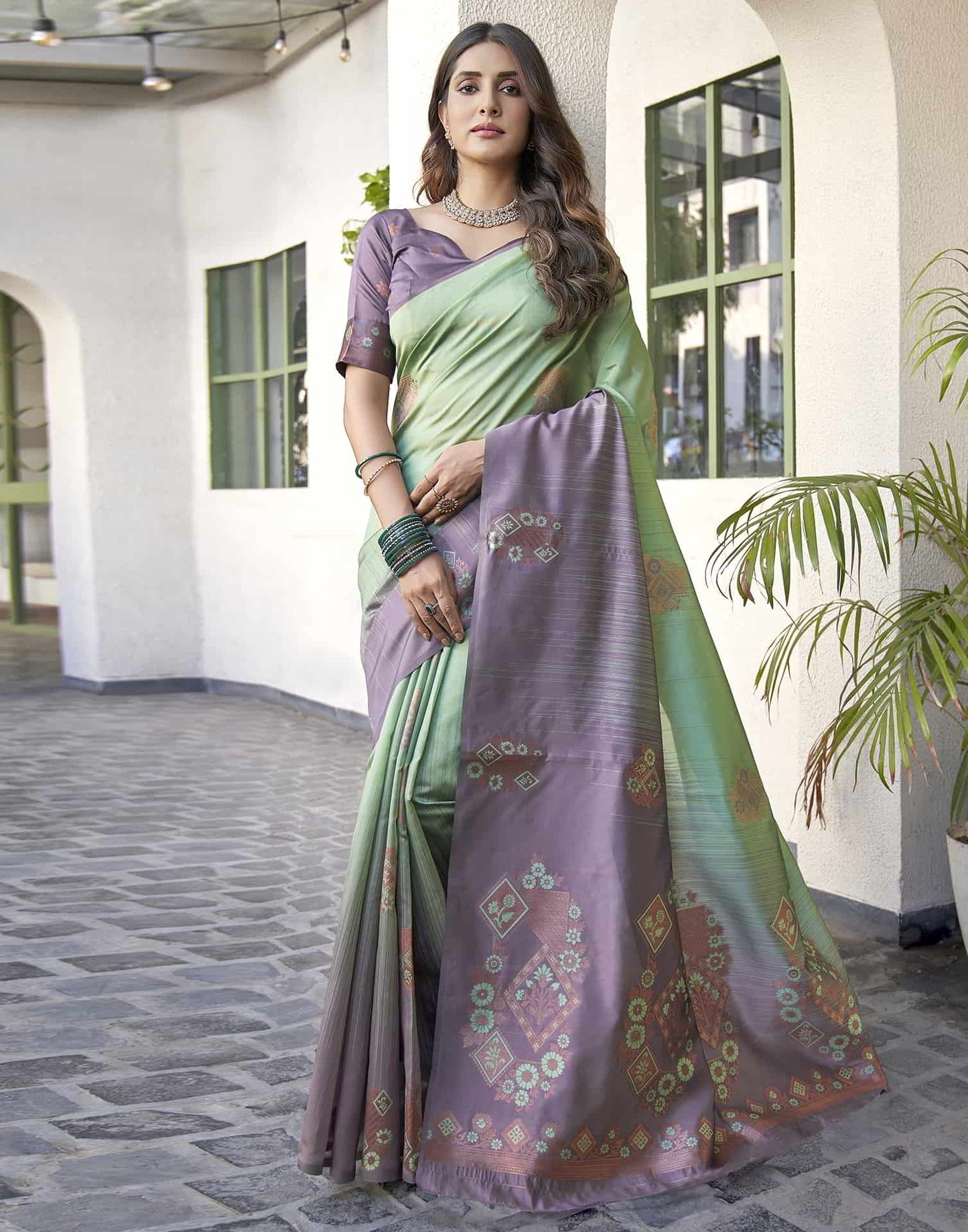 Green Banarasi Silk Woven Saree