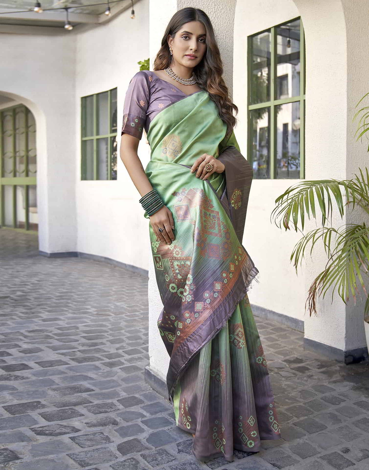 Green Banarasi Silk Woven Saree