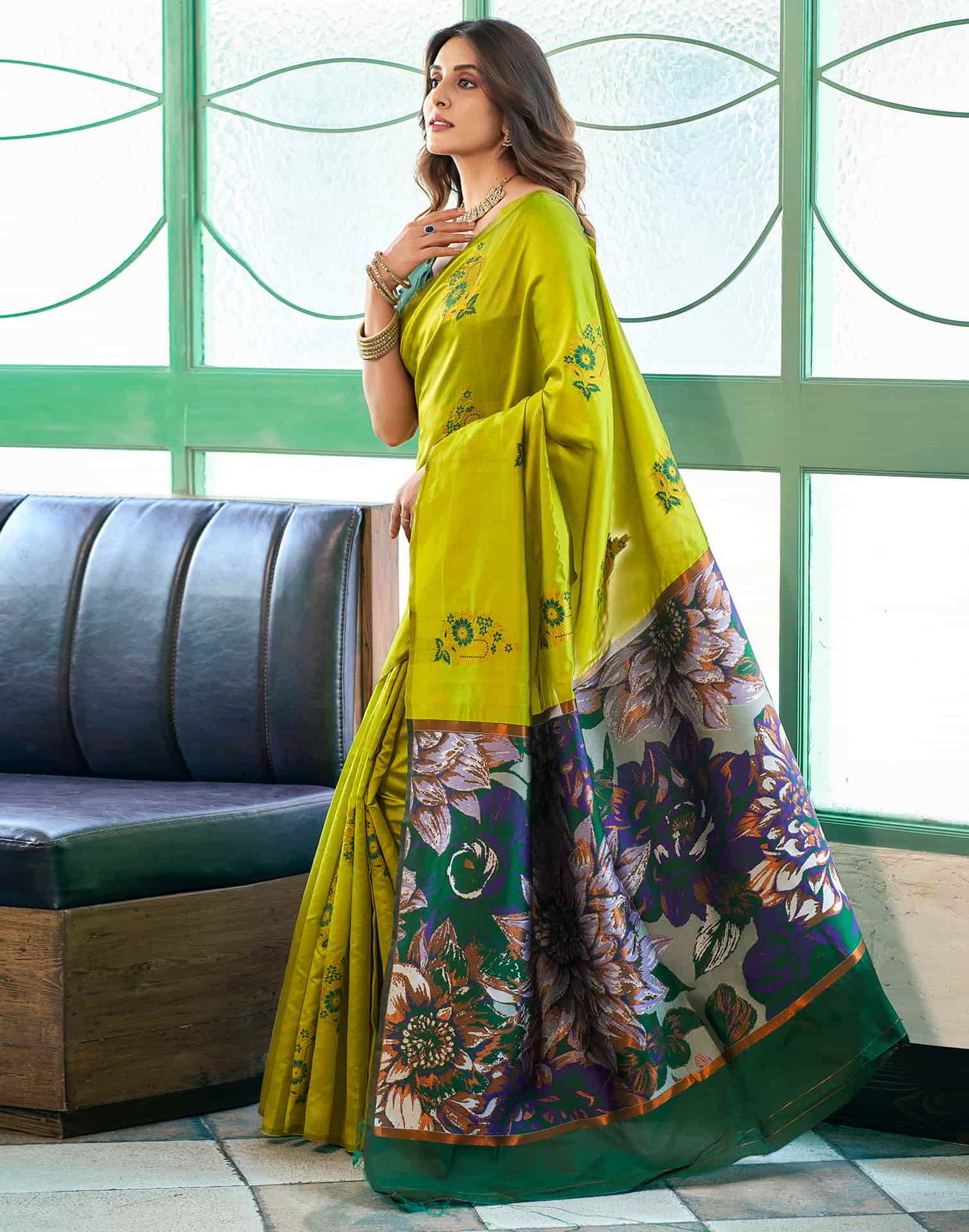 Green Banarasi Silk Woven Saree