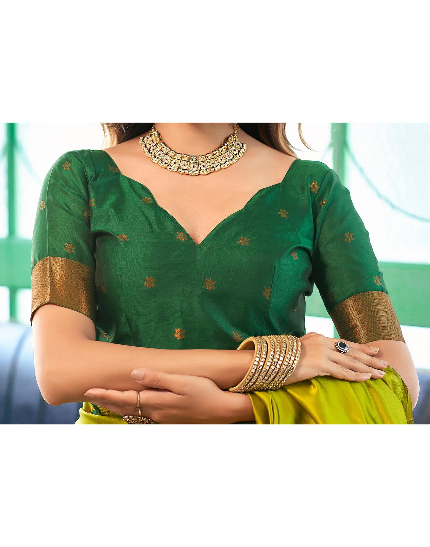 Green Banarasi Silk Woven Saree