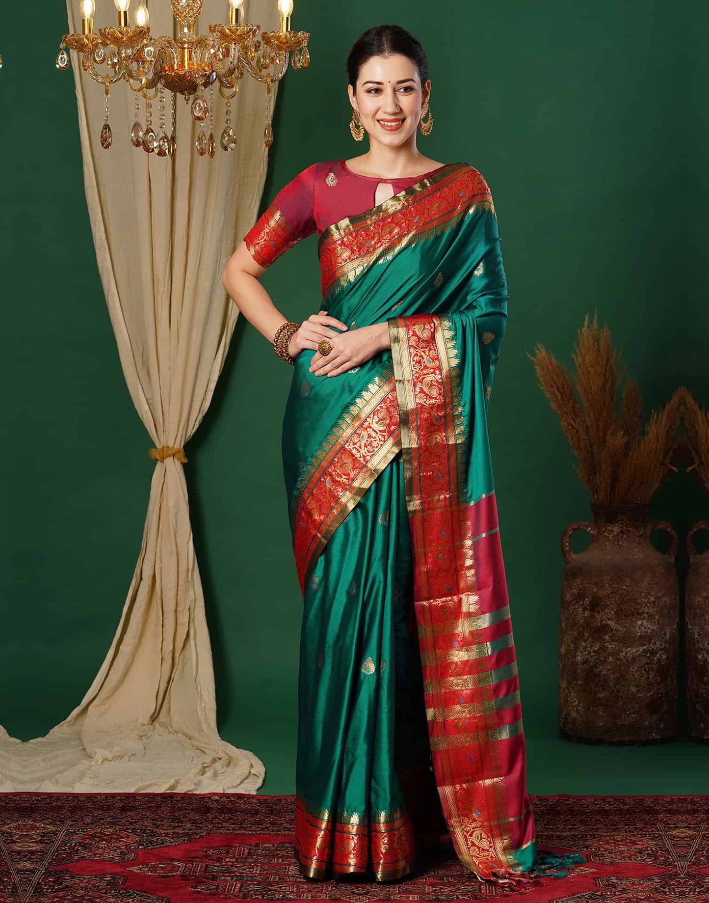 Green Kanjivaram Silk Woven Saree