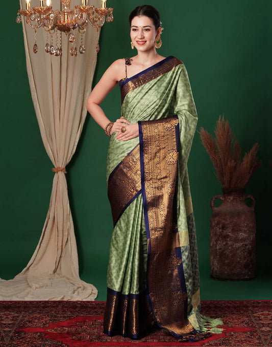 Green Banarasi Silk Woven Saree