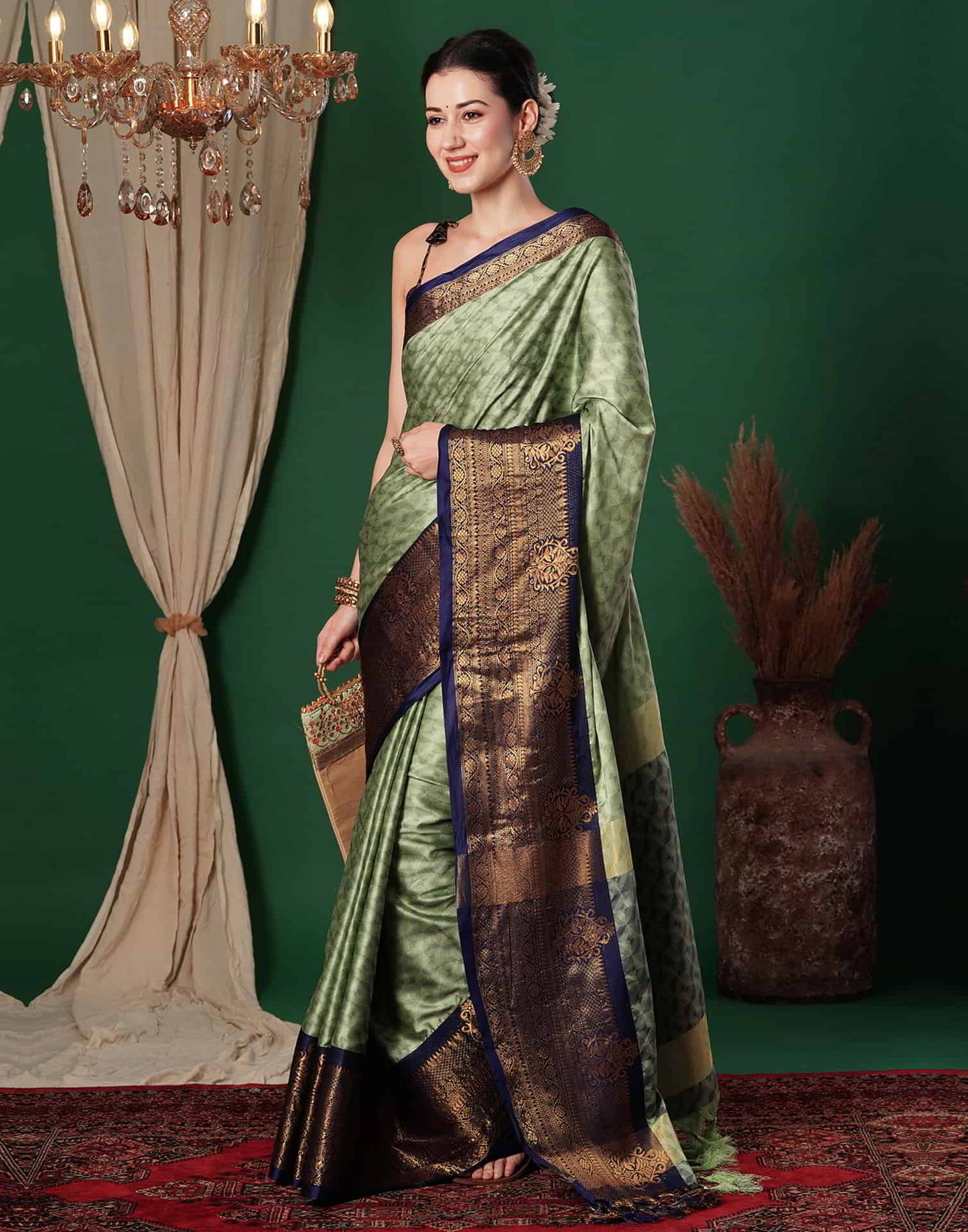 Green Banarasi Silk Woven Saree