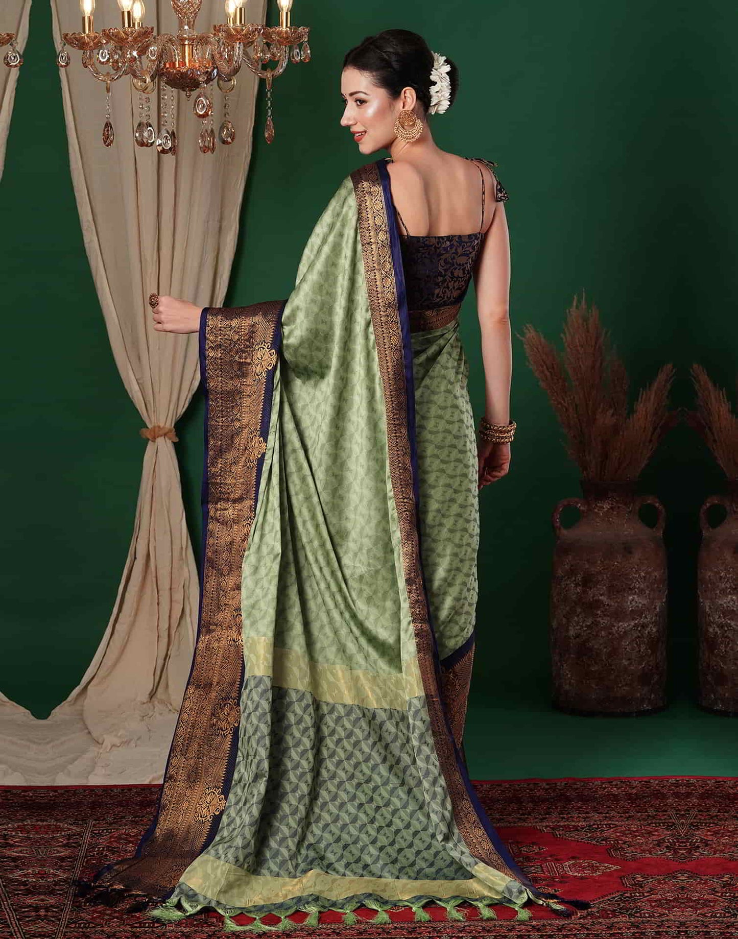 Green Banarasi Silk Woven Saree