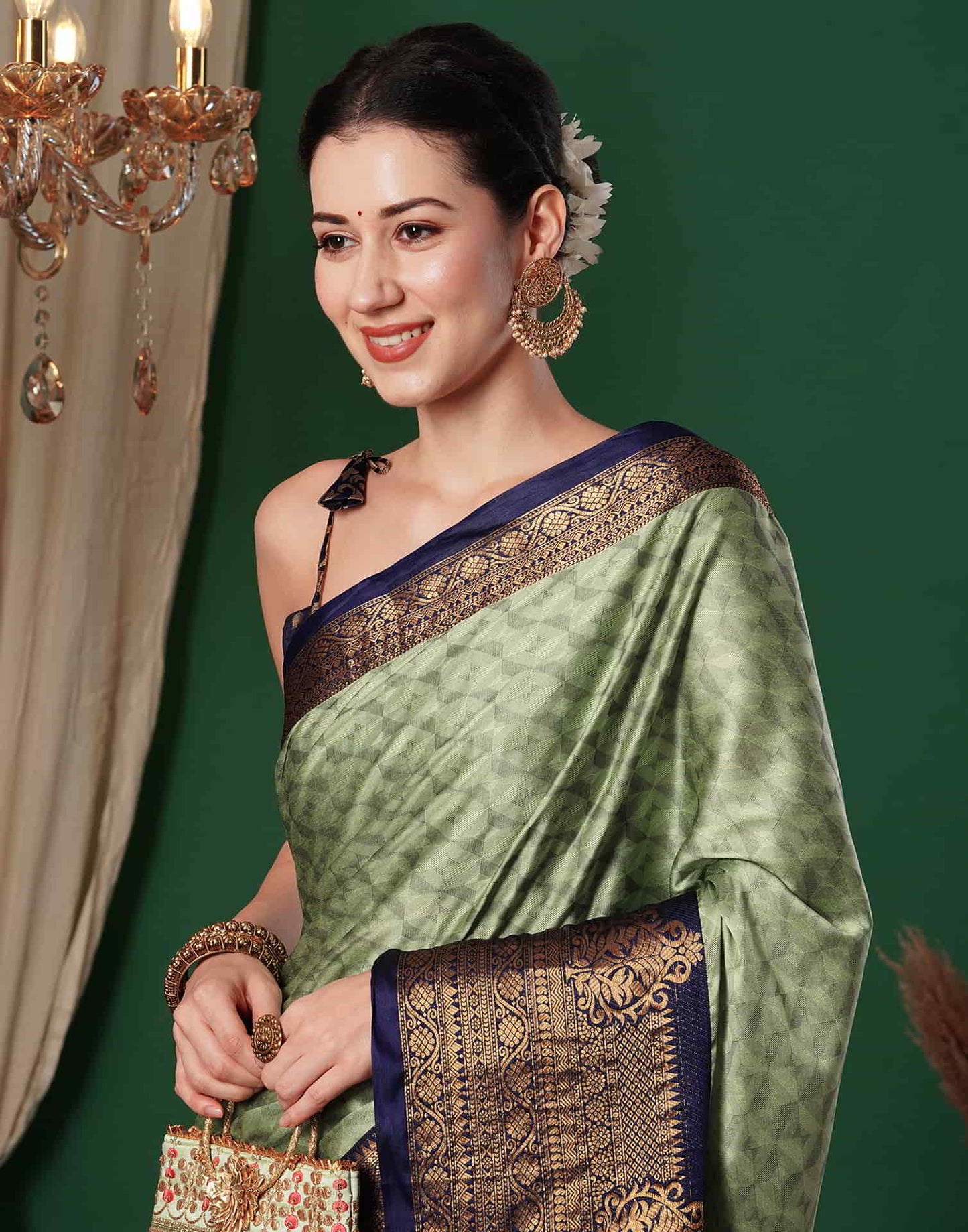 Green Banarasi Silk Woven Saree