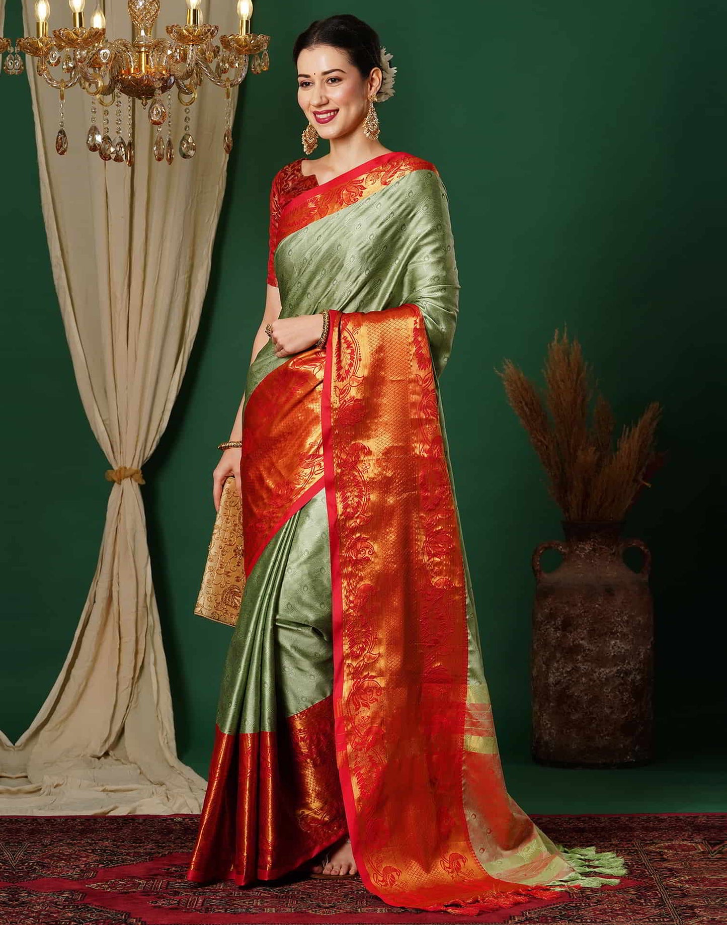 Green Banarasi Silk Woven Saree