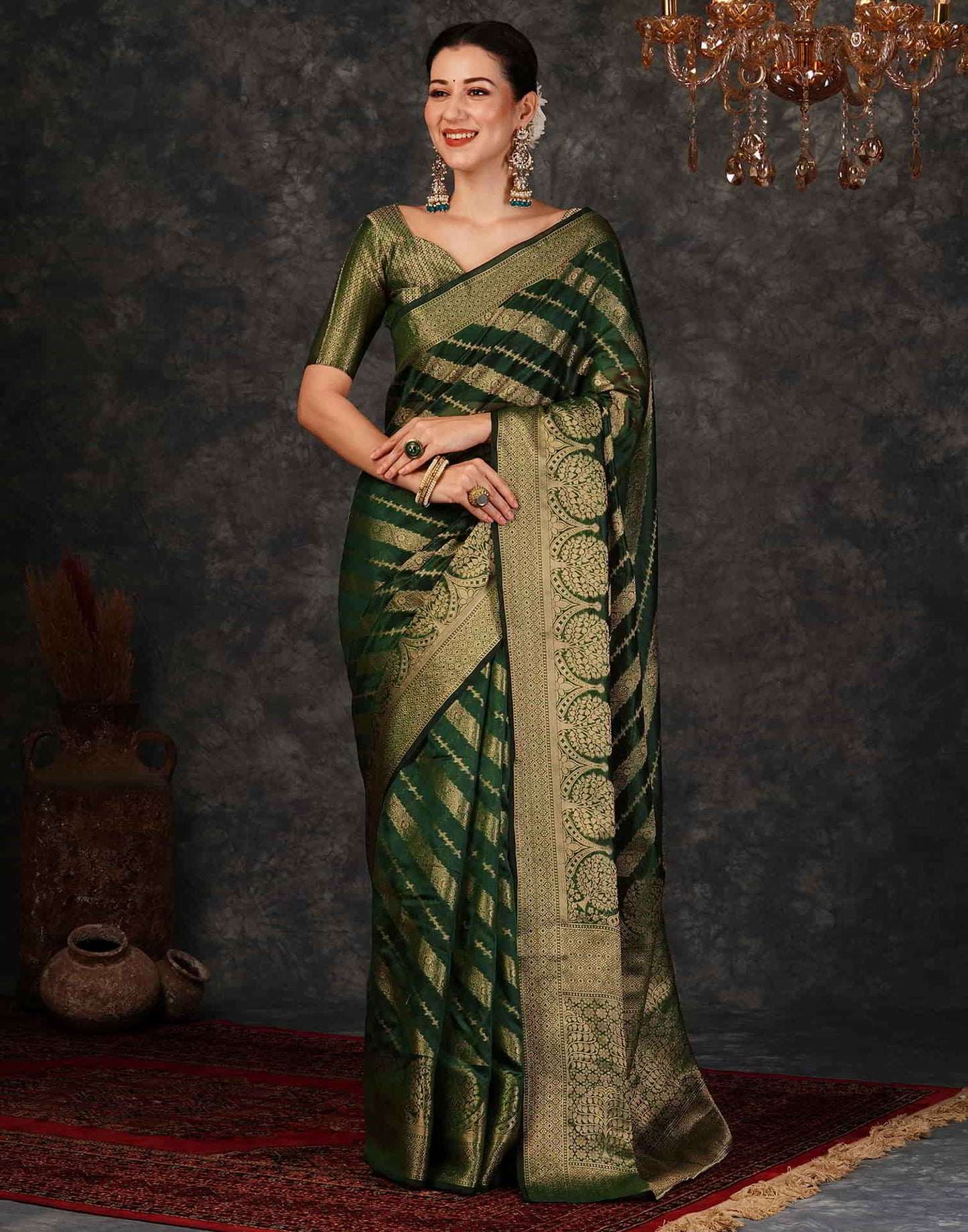 Green Banarasi Silk Woven Saree