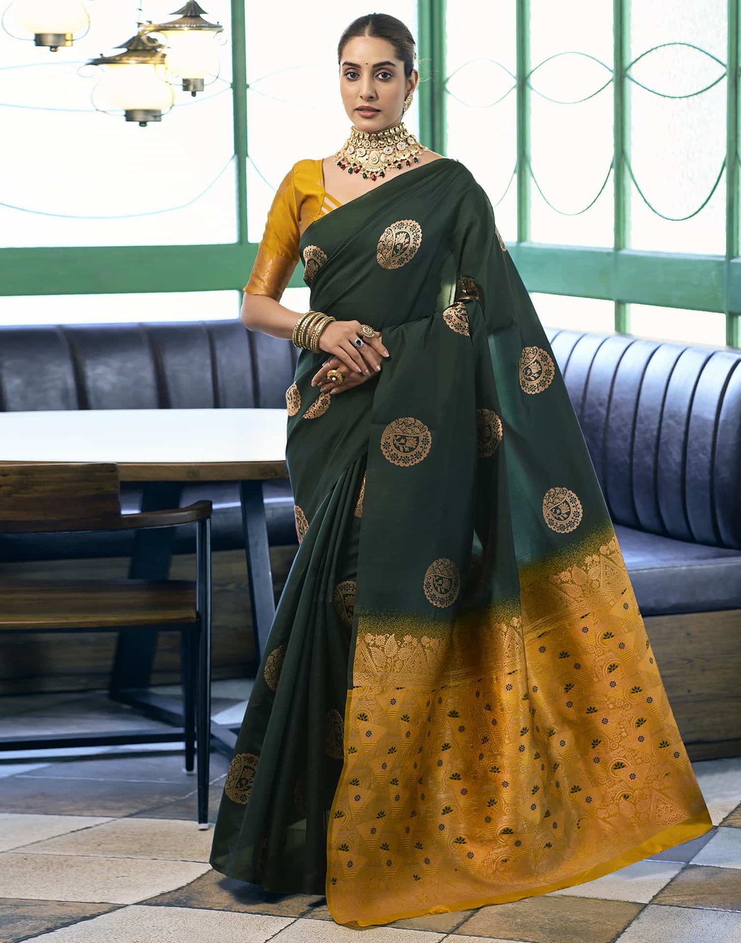 Green Banarasi Silk Woven Saree