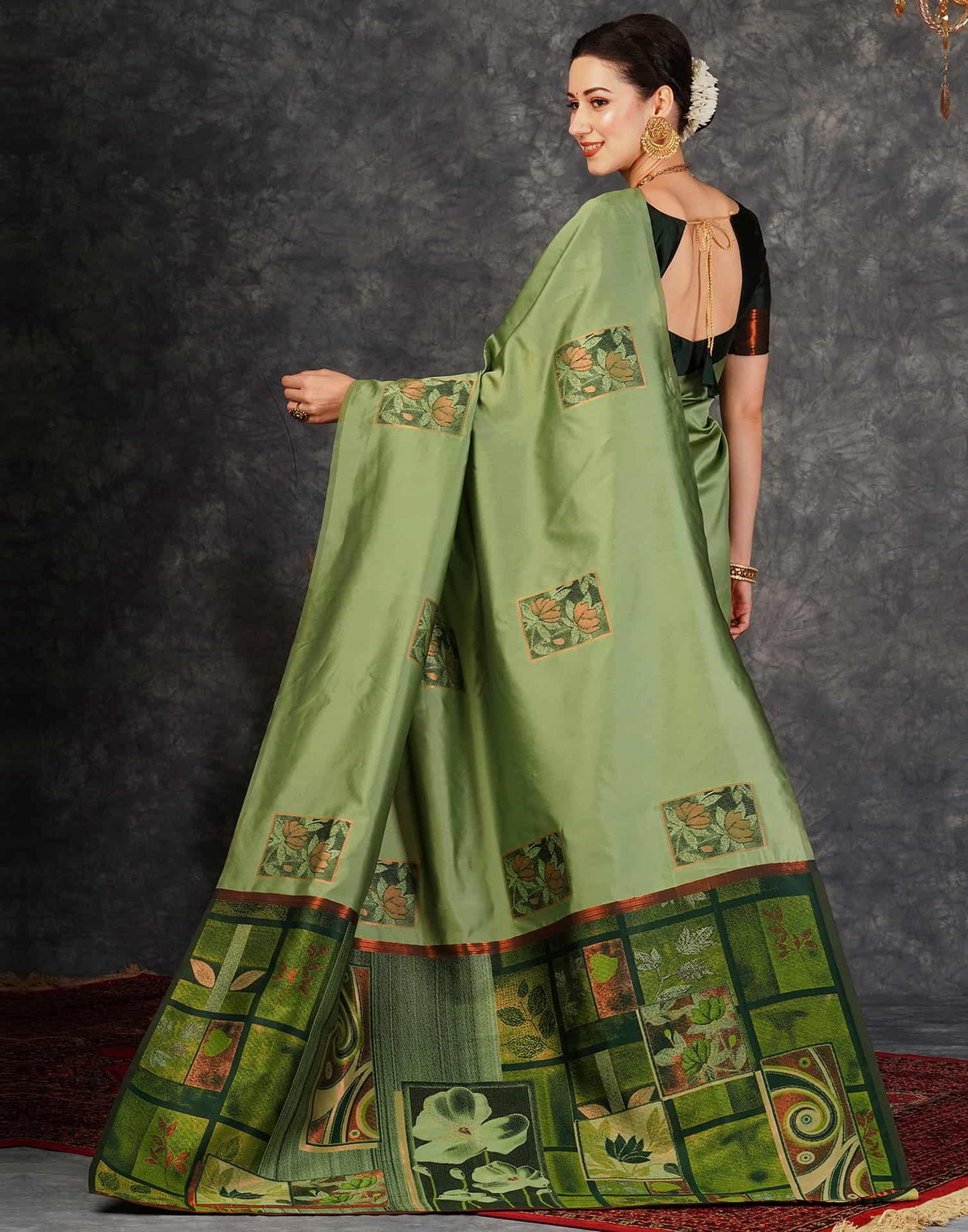 Green Banarasi Silk Woven Saree