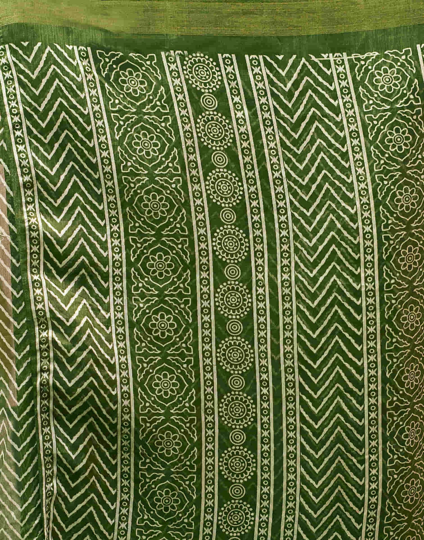 Green Cotton Printed Saree