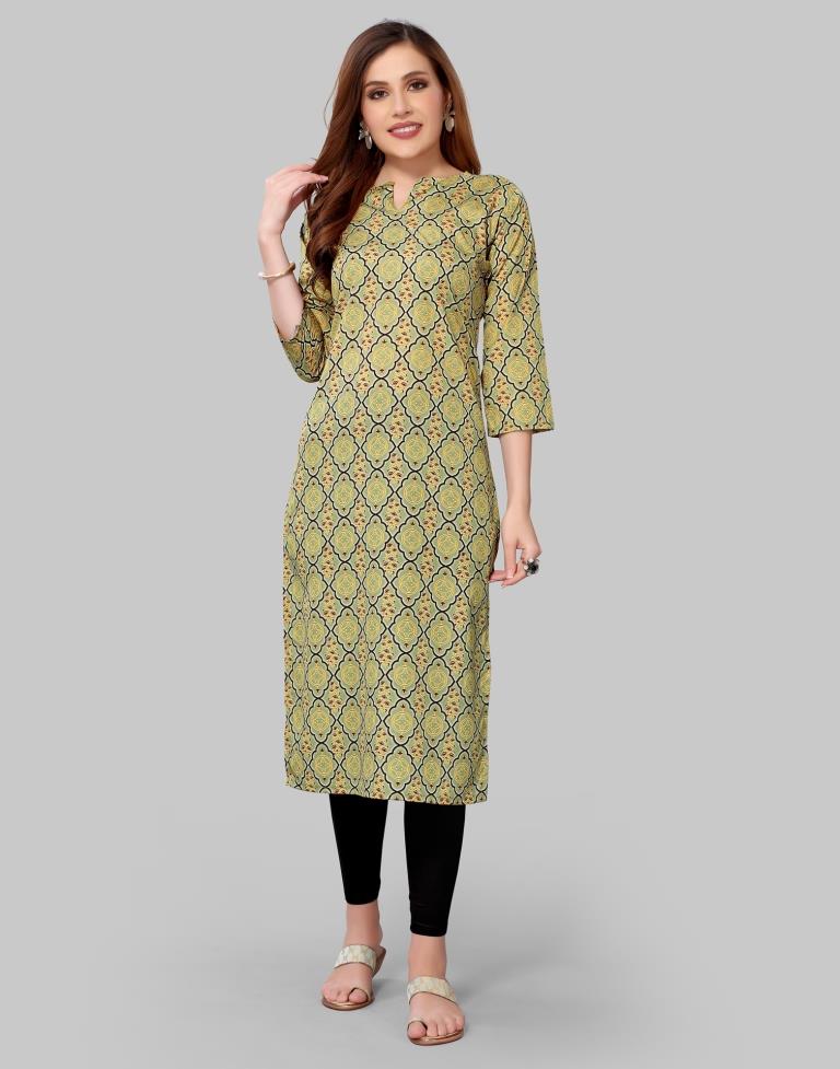 Olive Green Coloured Crepe Digital Printed Kurti