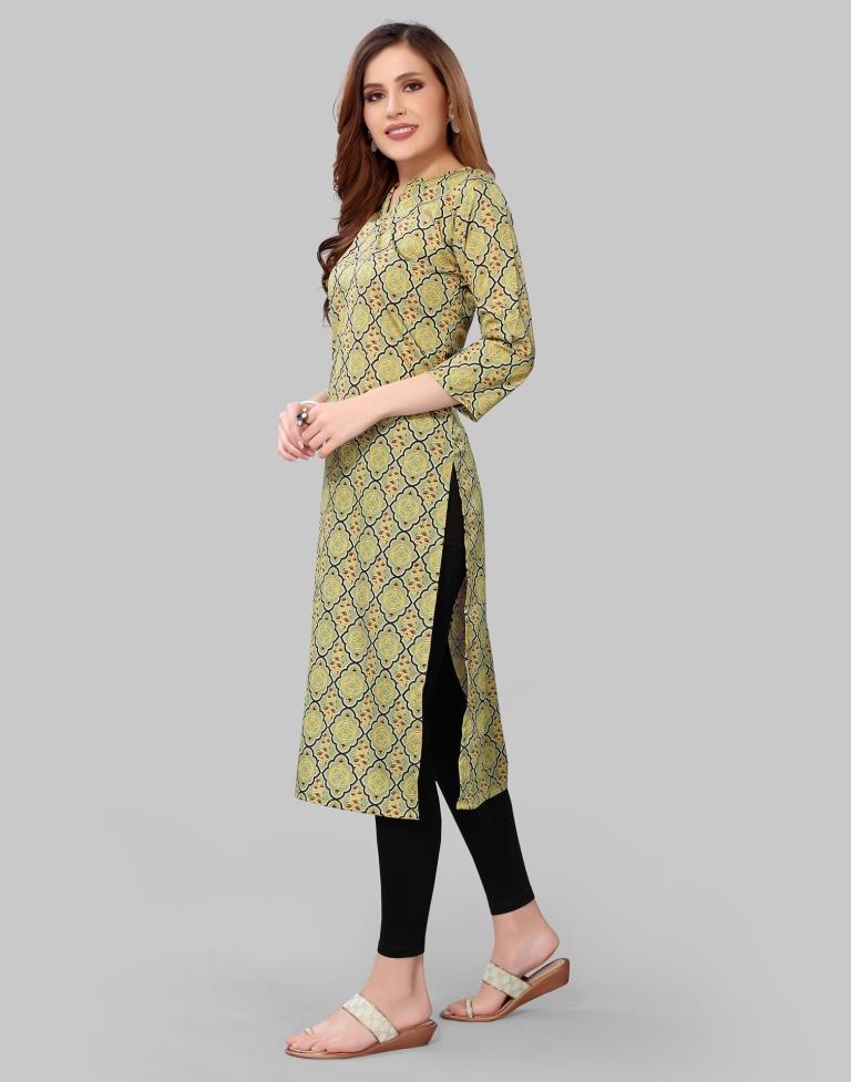 Olive Green Coloured Crepe Digital Printed Kurti