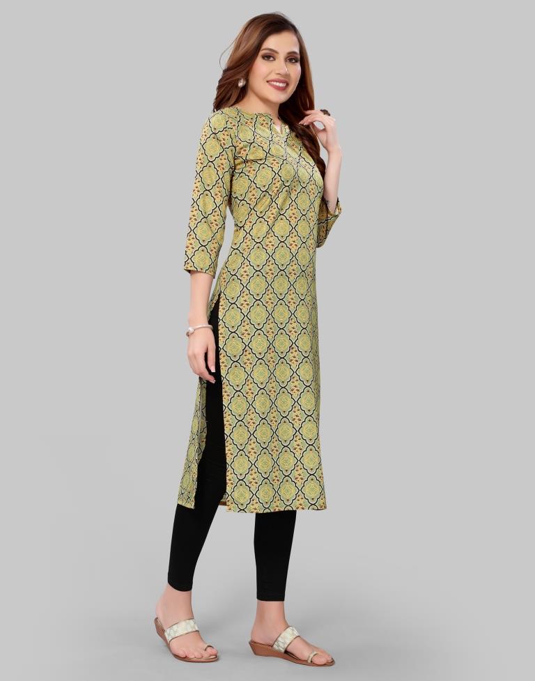 Olive Green Coloured Crepe Digital Printed Kurti