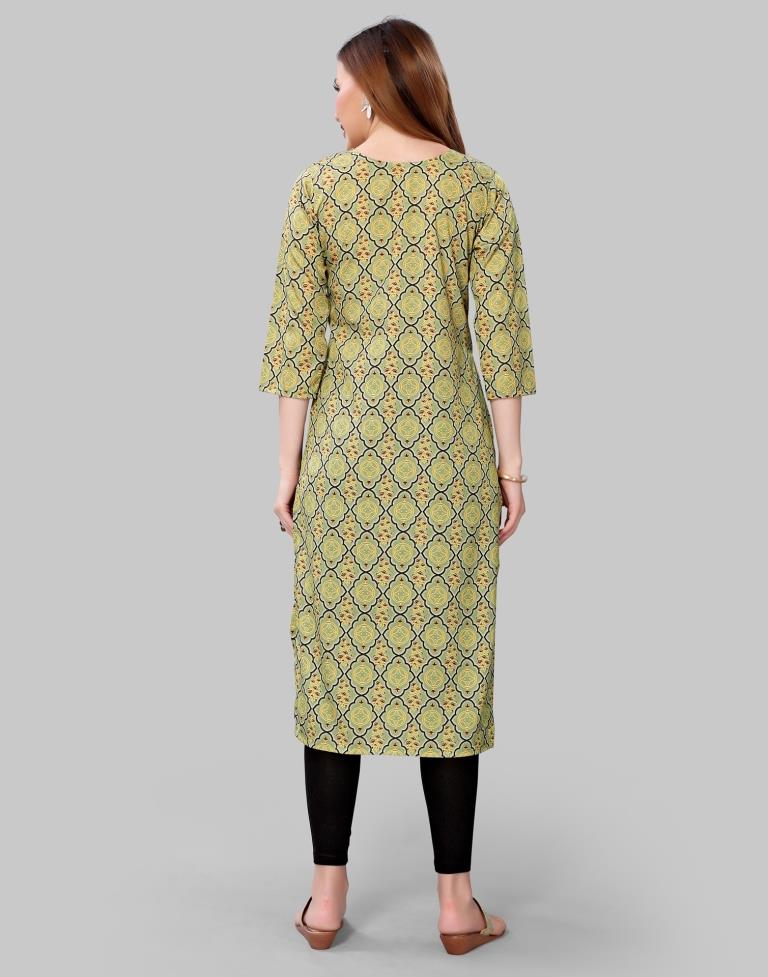 Olive Green Coloured Crepe Digital Printed Kurti