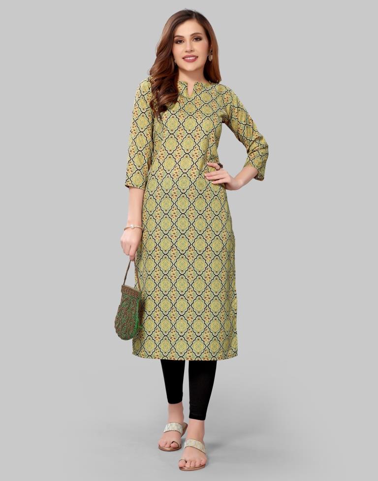 Olive Green Coloured Crepe Digital Printed Kurti