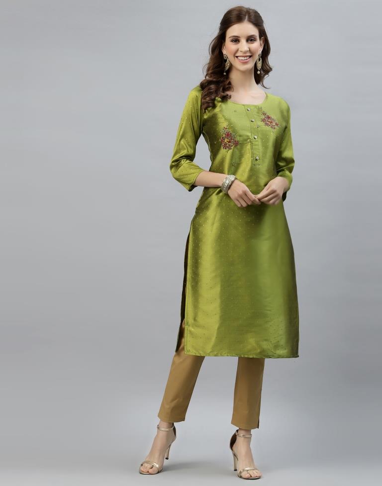 Green Hand Work Kurti