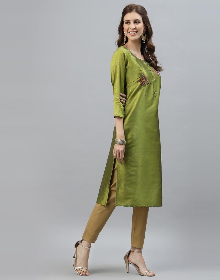 Green Hand Work Kurti