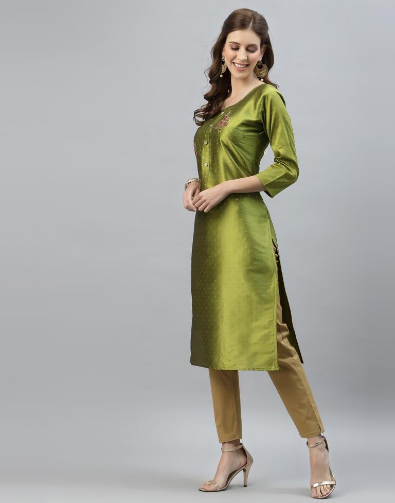 Green Hand Work Kurti