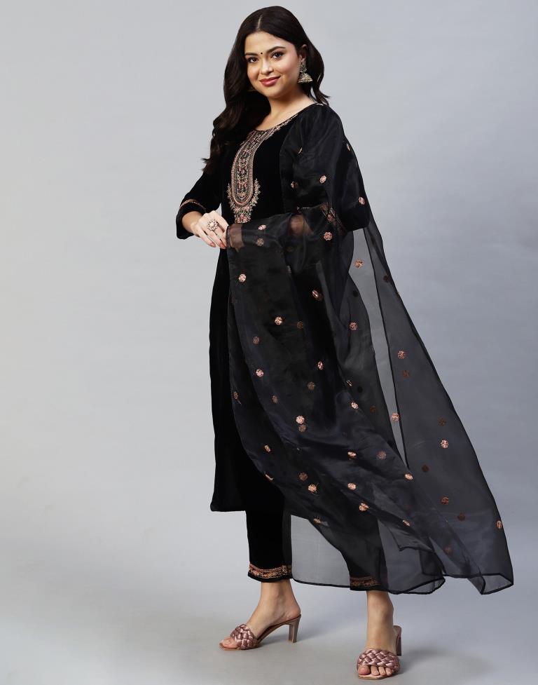 Black Kurti With Pant And Dupatta