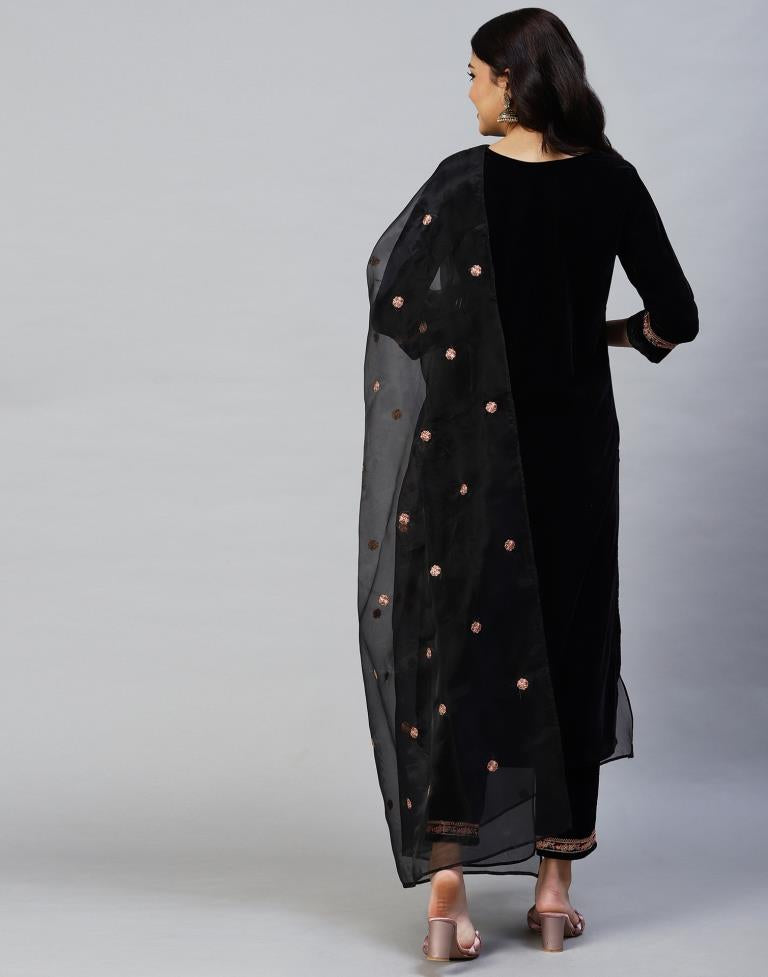 Black Kurti With Pant And Dupatta