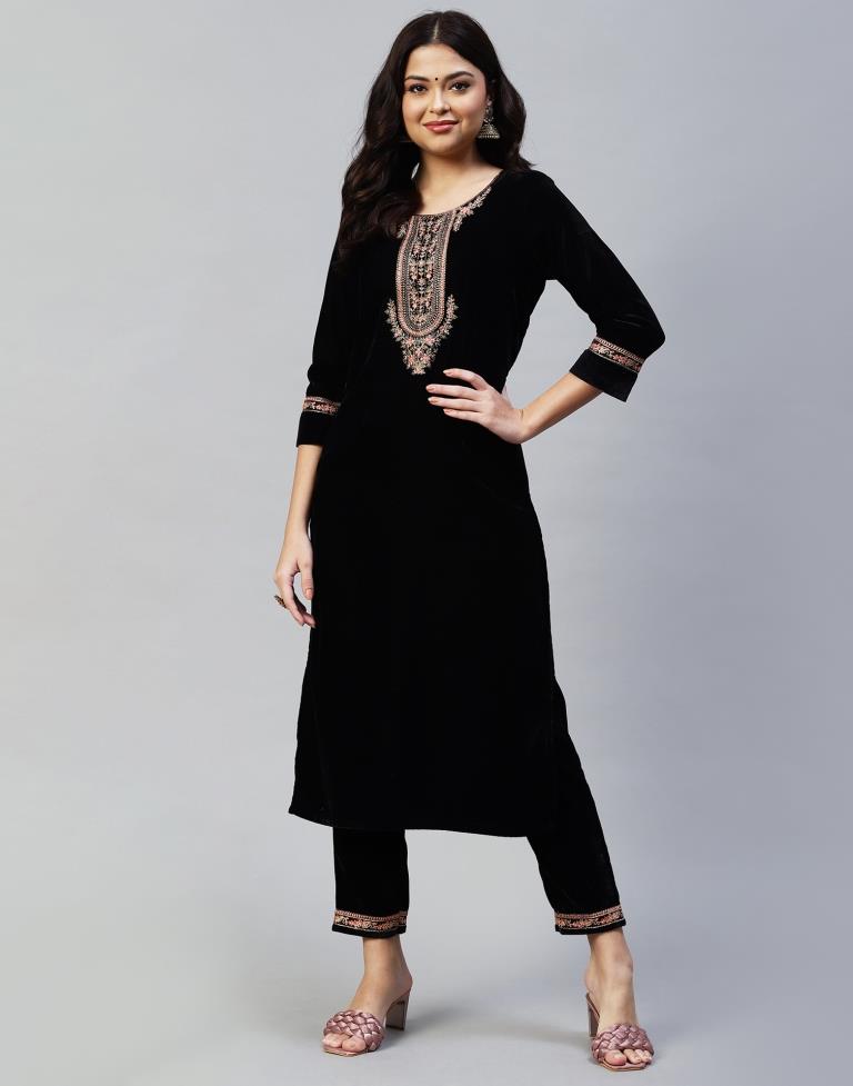 Black Kurti With Pant And Dupatta